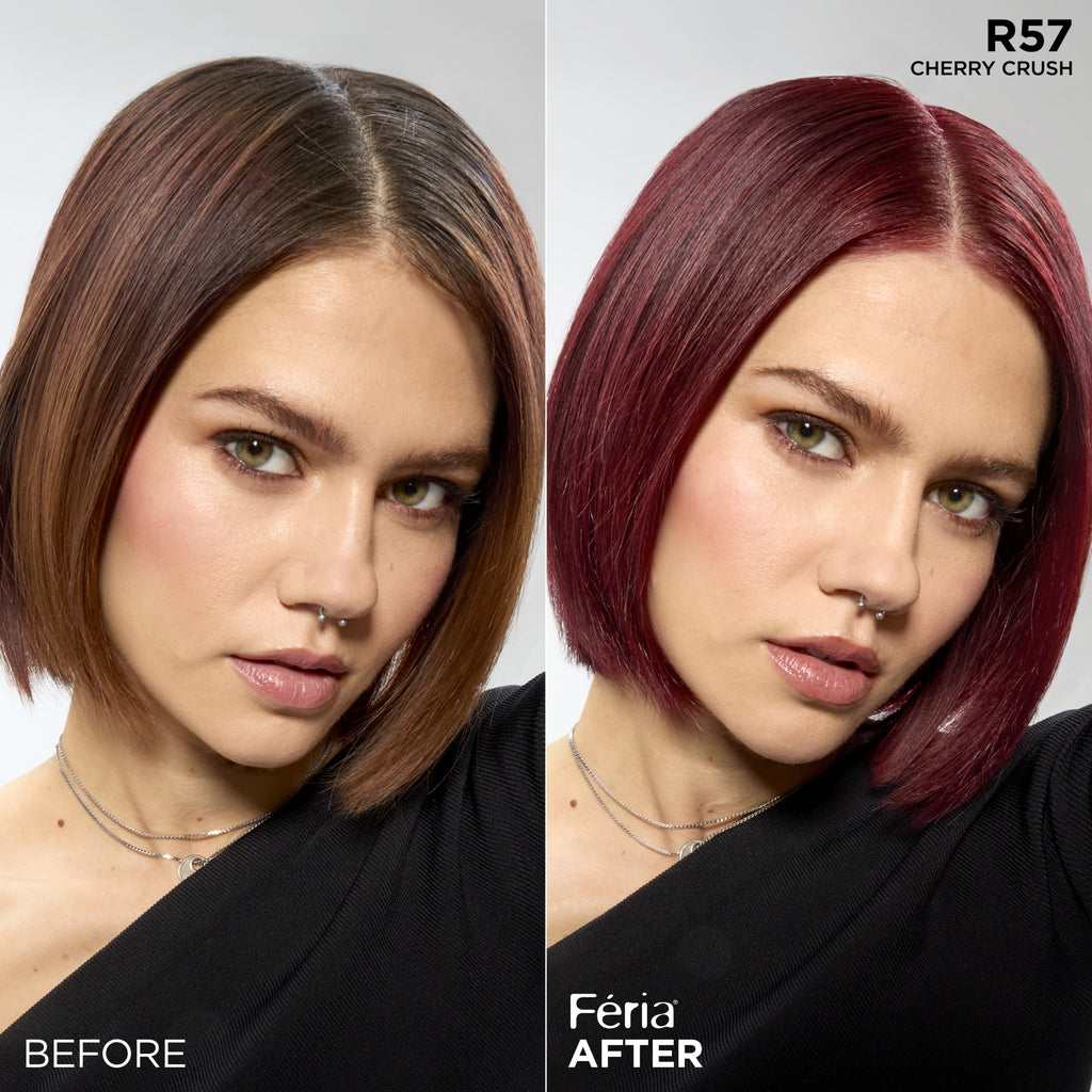 L'Oreal Paris Feria Shimmering Permanent Hair Color, R57 Cherry Crush, 1 Kit