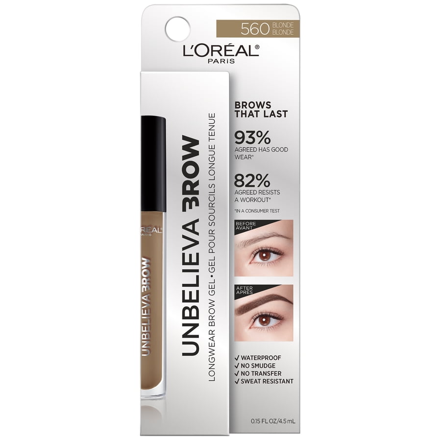 L'Oreal Paris Unbelieva-Brow Longwear Waterproof Tinted Gel, Blonde, 0.15 oz