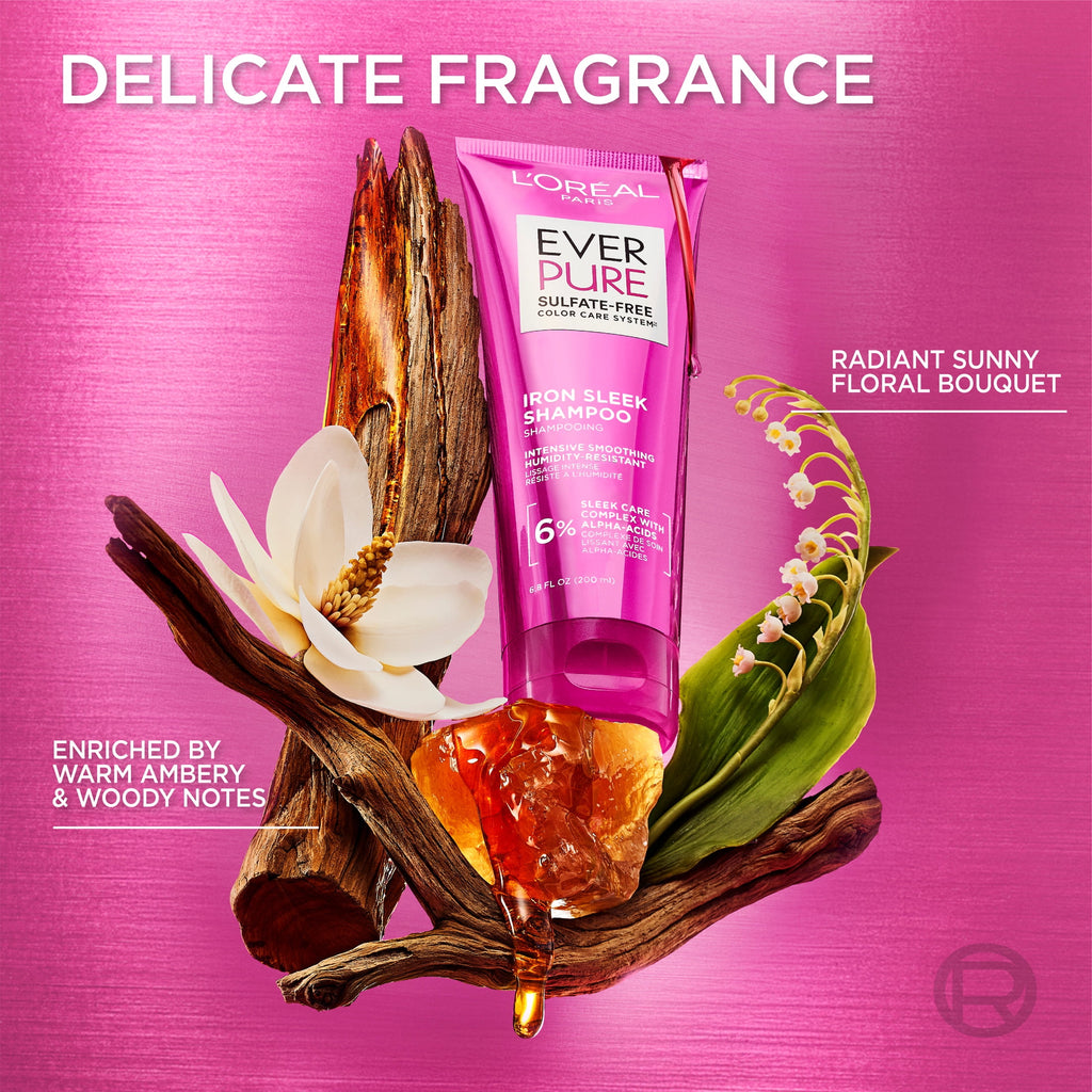 L'Oreal Paris EverPure Sulfate Free Iron Sleek Smoothing Shampoo, 6.8 fl oz