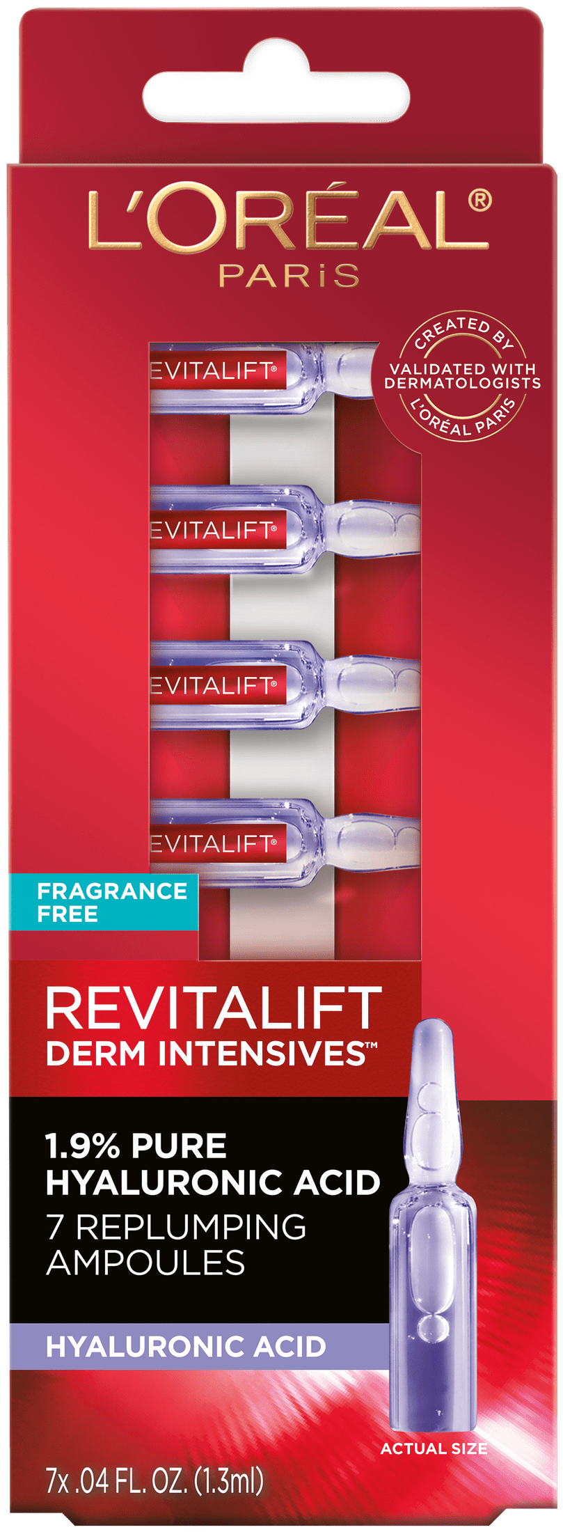L'Oreal Paris Revitalift Derm Intensives Hyaluronic Acid Serum, 0.28 fl oz (7 Pack)