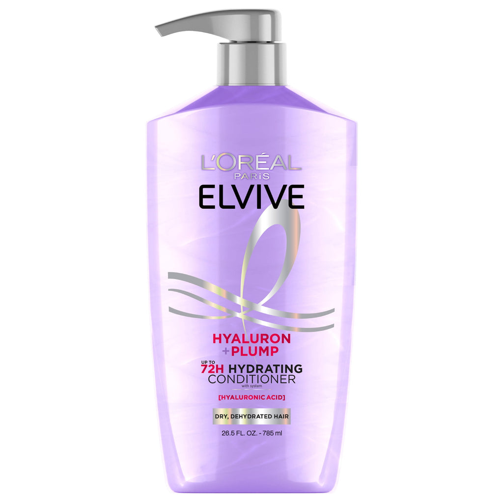 (4 pack) L'Oreal Paris Elvive Hyaluron Plump Hydrating Hair Conditioner, Squeeze Bottle, 26.5 fl oz