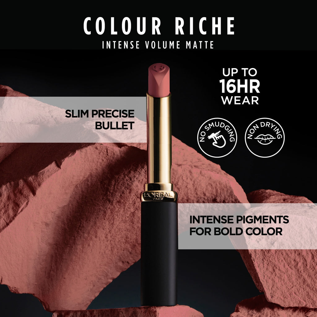(2 pack) L'Oreal Paris Colour Riche Smudgeproof Intense Volume Matte Lipstick, 108 Le Nude Rebellious