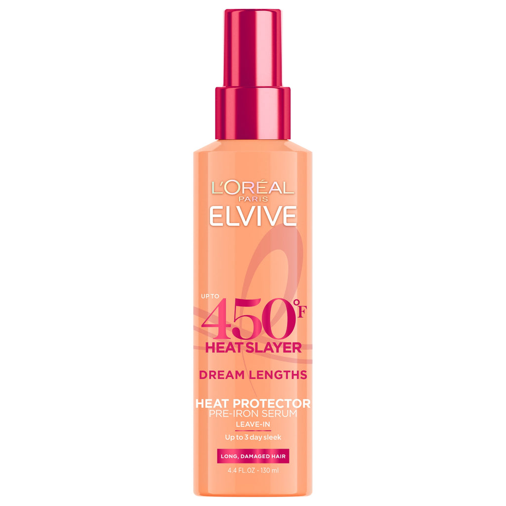 L'Oreal Paris Elvive Dream Lengths Heat Slayer Frizz Control, Pre-Iron Spray, Heat Protection, 4.4 oz