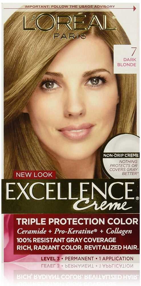 L'Oreal Paris Excellence Triple Protection Permanent Hair Color Crème, Dark Blonde [7], 1 Each