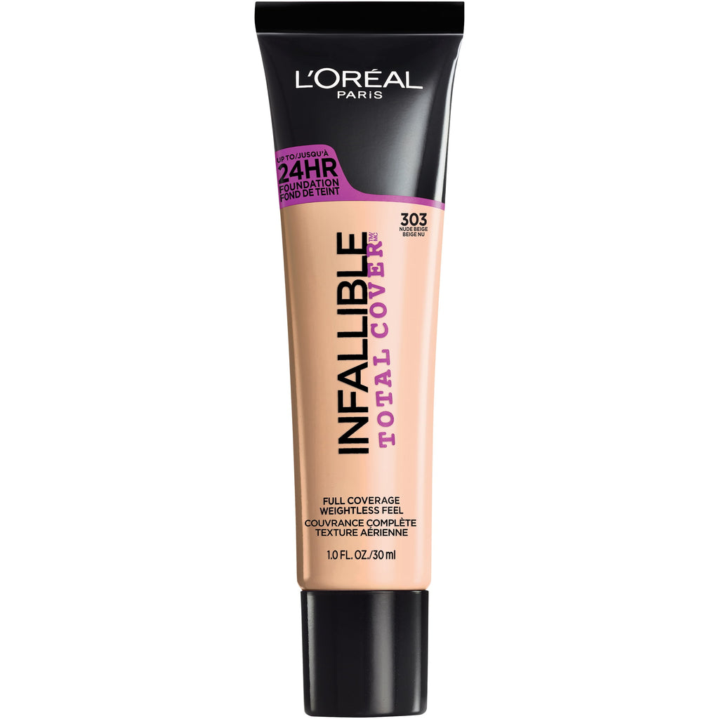 L'Oreal Paris Infallible Total Cover Liquid Foundation, Nude Beige, 1 fl oz