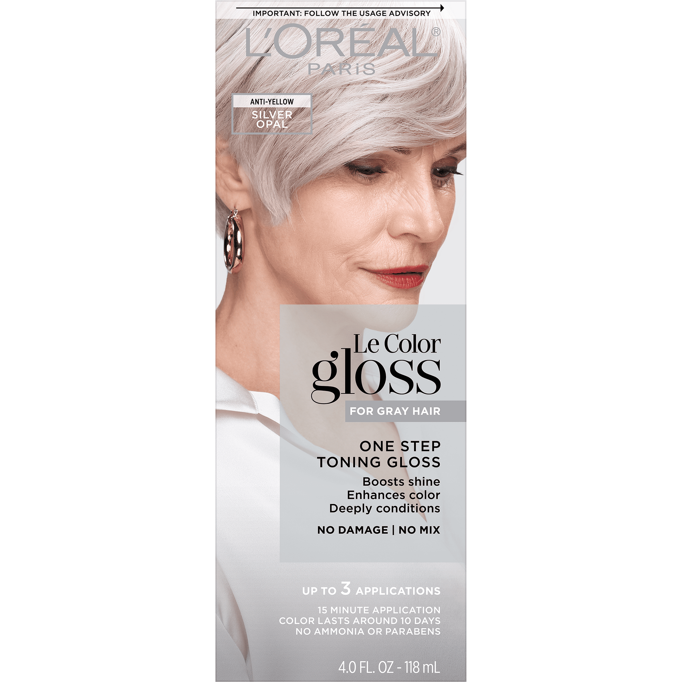 L'Oreal Paris Le Color Gloss One Step In-Shower Toning Gloss, Silver Opal, 4 fl oz