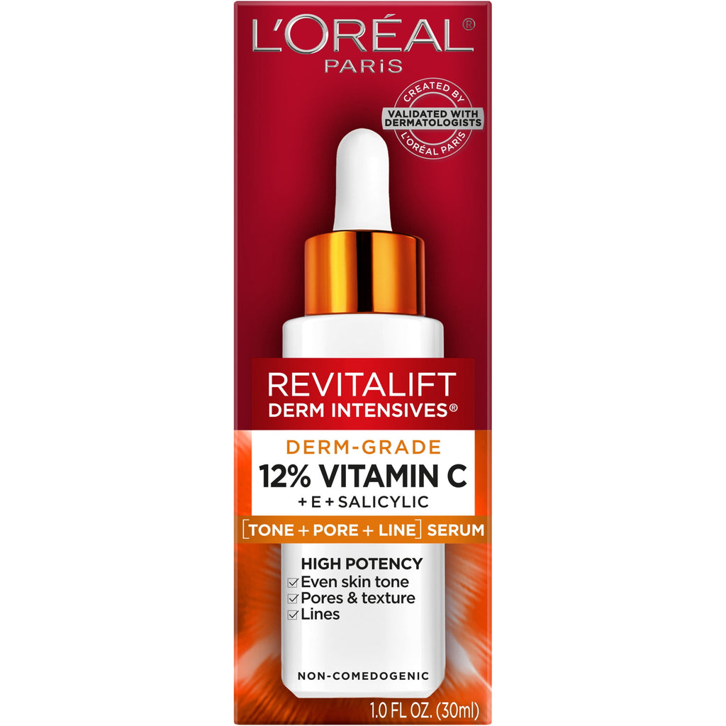 L'Oreal Paris Revitalift 12% Pure Vitamin C Serum, Brightening Serum for Face with Vitamin E, Salicylic Acid, 1 fl. oz.