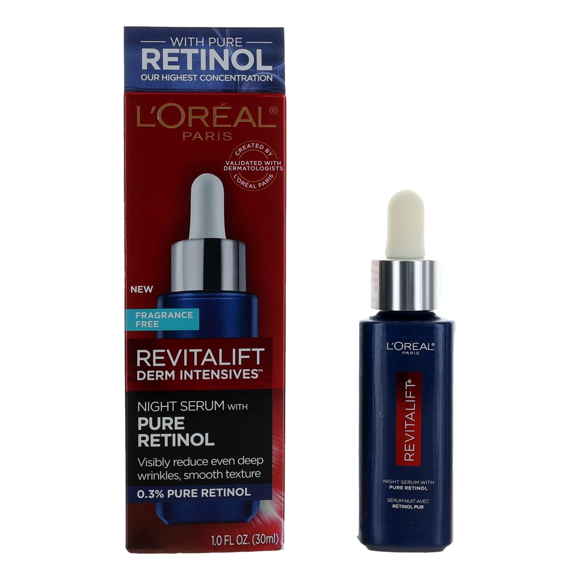 L'Oreal Paris Revitalift Derm Intensives Night Serum, 0.3% Pure Retinol, 1 fl oz