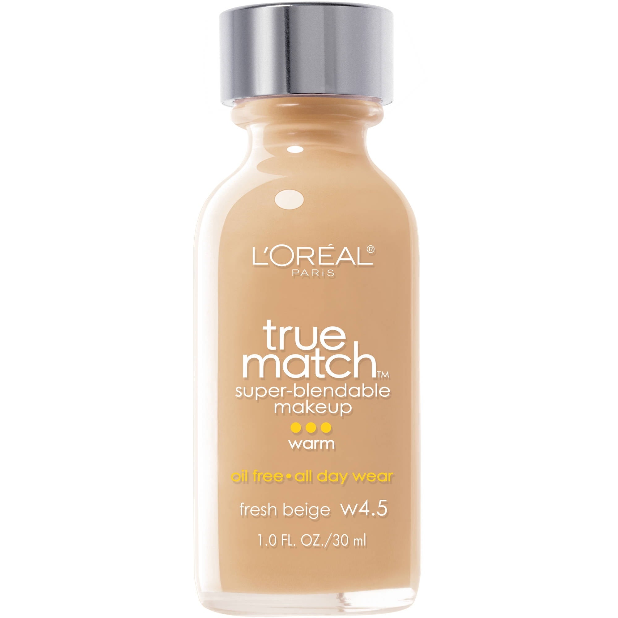 L'Oreal Paris True Match Liquid Foundation Makeup, W4.5 Fresh Beige, 1 fl oz - Old Version