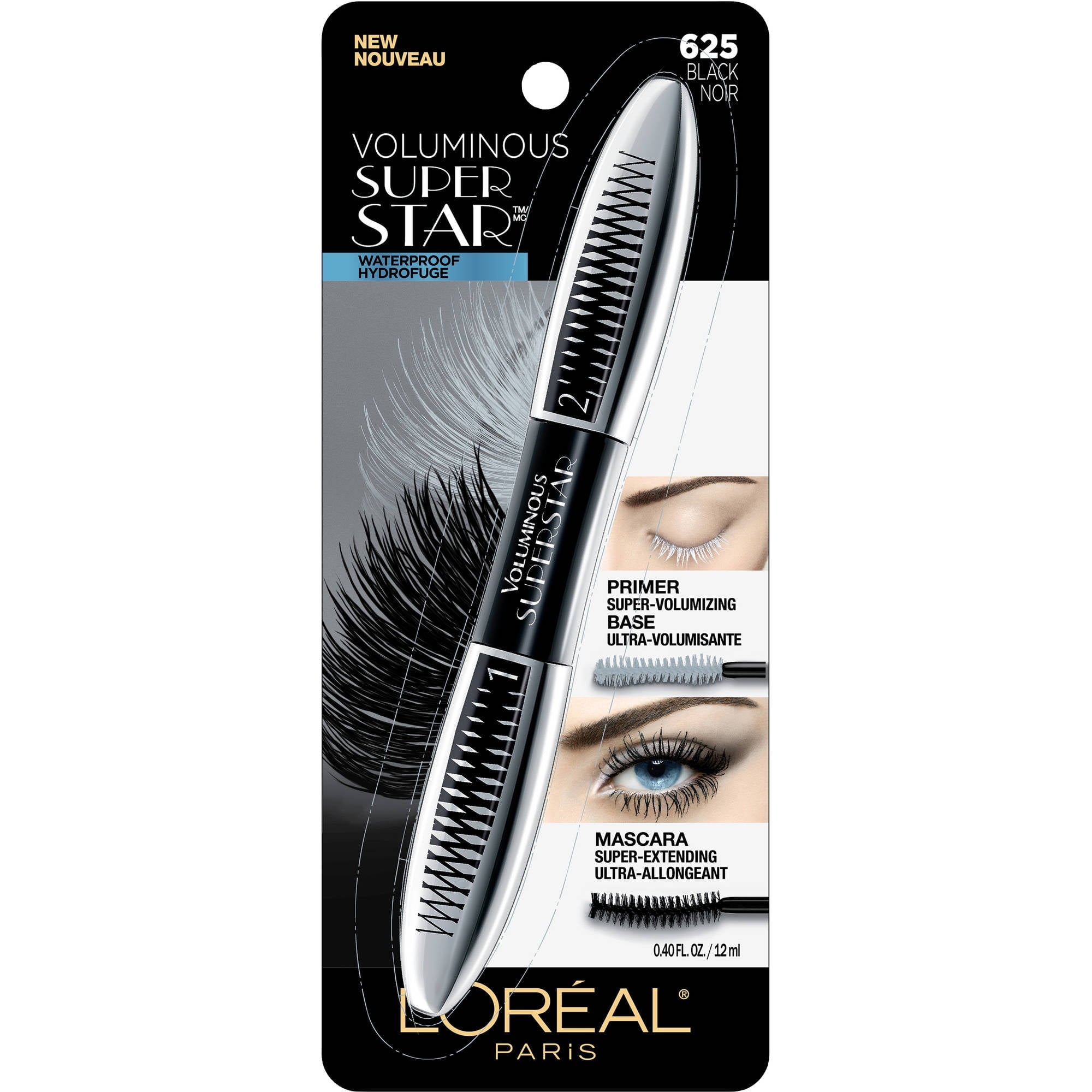 L'Oreal Paris Voluminous Superstar Waterproof Mascara, Black, 0.4 fl. oz.
