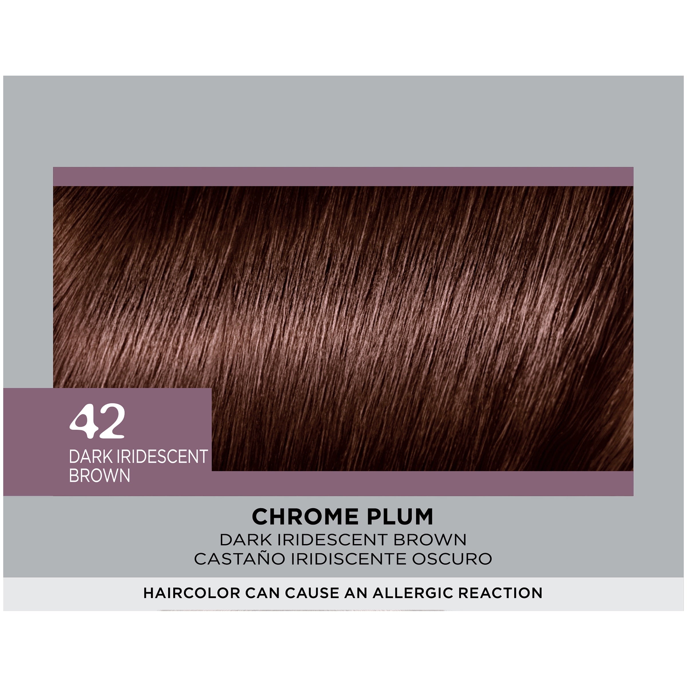 L'Oreal Paris Feria Multi-Faceted Shimmering Permanent Hair Color, 42 Chrome Plum, Dark Iridescent Brown, 1 Kit