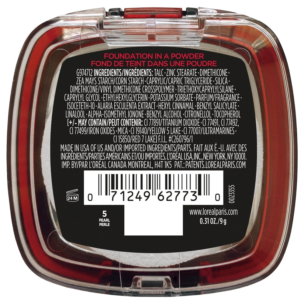 (2 pack) L'Oreal Paris Infallible Fresh Wear 24 Hr Powder Foundation Makeup, 5Pearl, 0.31 oz