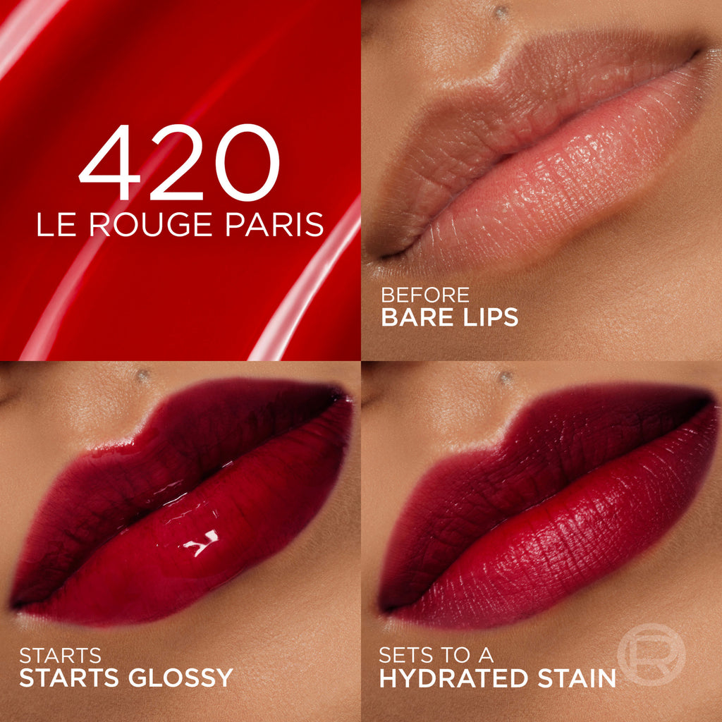 L'Oreal Paris Hyaluron Tint Lip Stain, 420 Le Rouge Paris, 0.16 fl oz