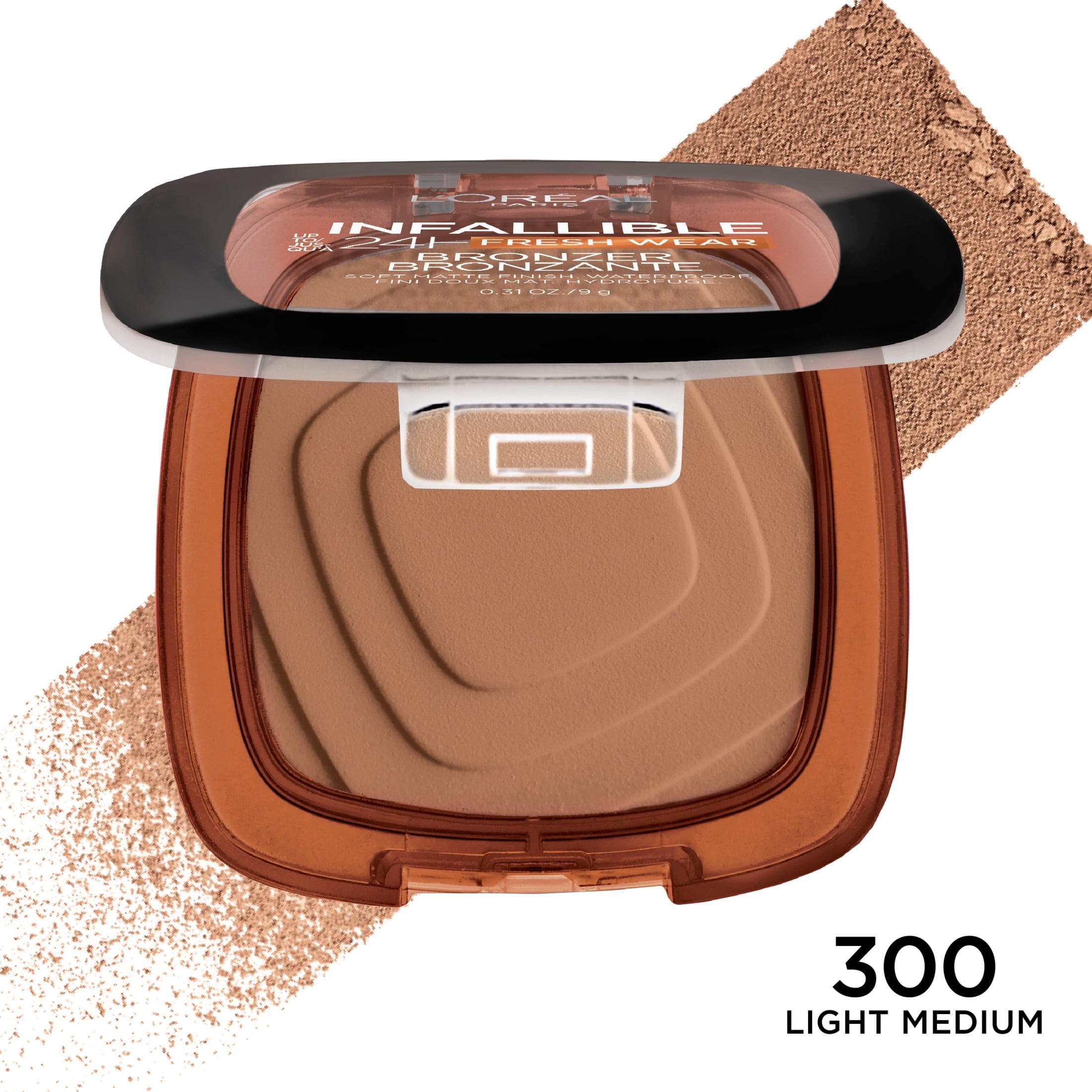 L'Oreal Paris Infallible Up to 24H Fresh Wear Soft Matte Bronzer, Light Medium, 0.31 oz