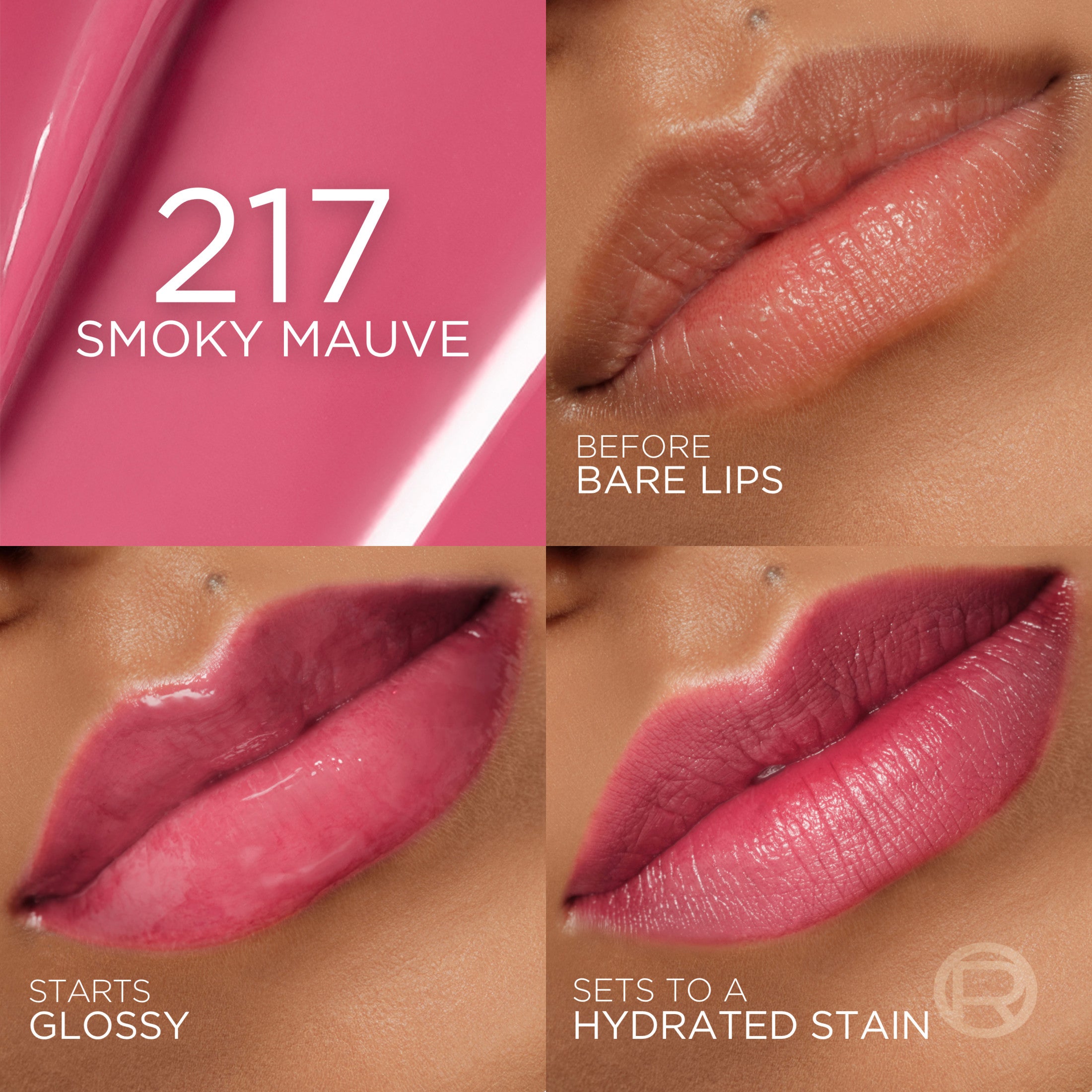 L'Oreal Paris Hyaluron Tint Lip Stain,217 Smokey Mauve, 0.16 fl oz