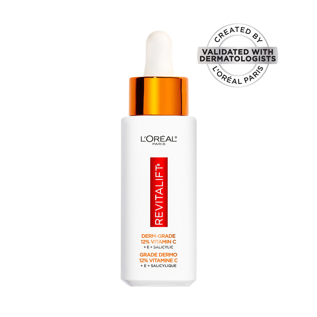 L'Oreal Paris Revitalift 12% Pure Vitamin C Serum, Brightening Serum for Face with Vitamin E, Salicylic Acid, 1 fl. oz.