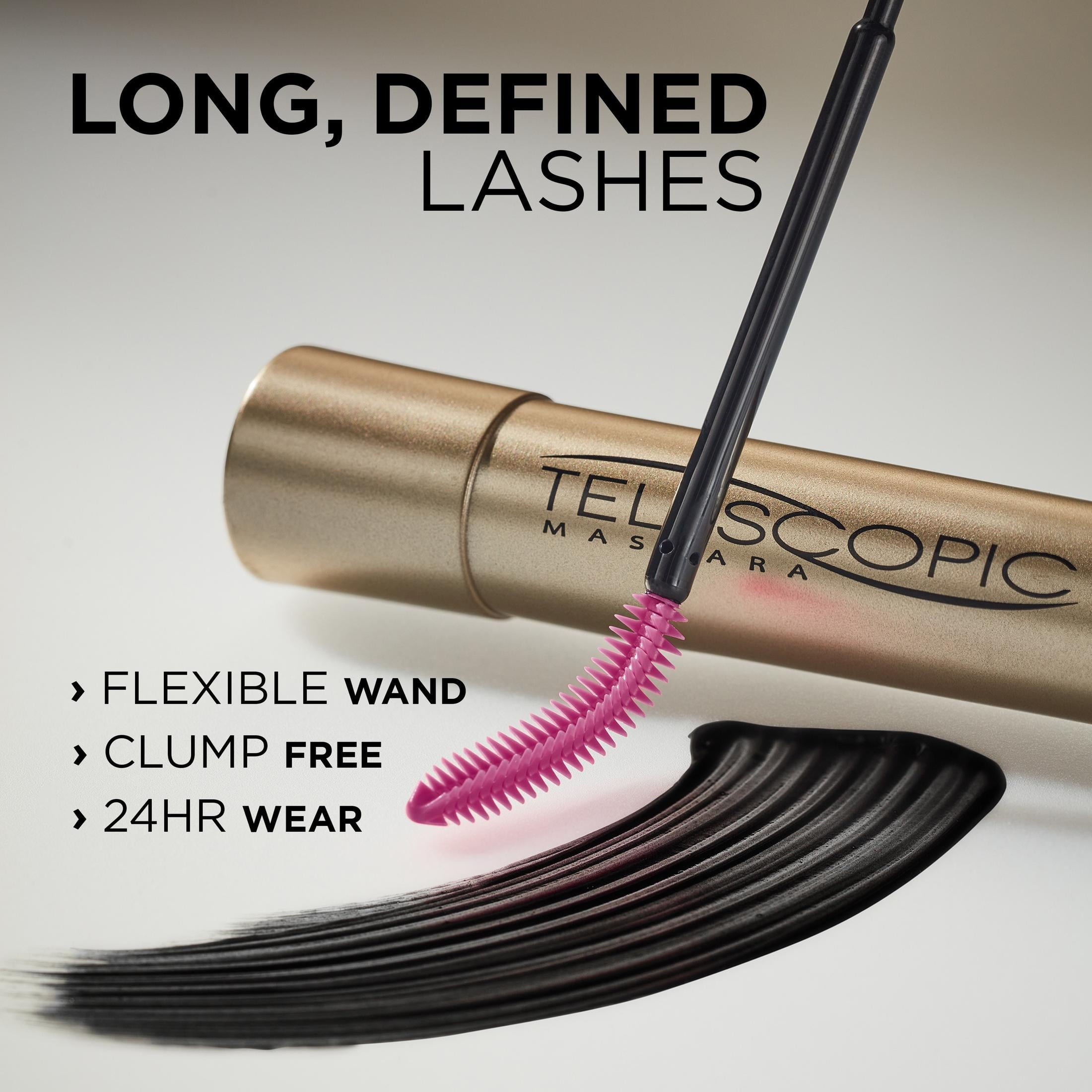 (2 pack) L'Oreal Paris Telescopic Original Washable Mascara, Blackest Black, 0.27 fl oz