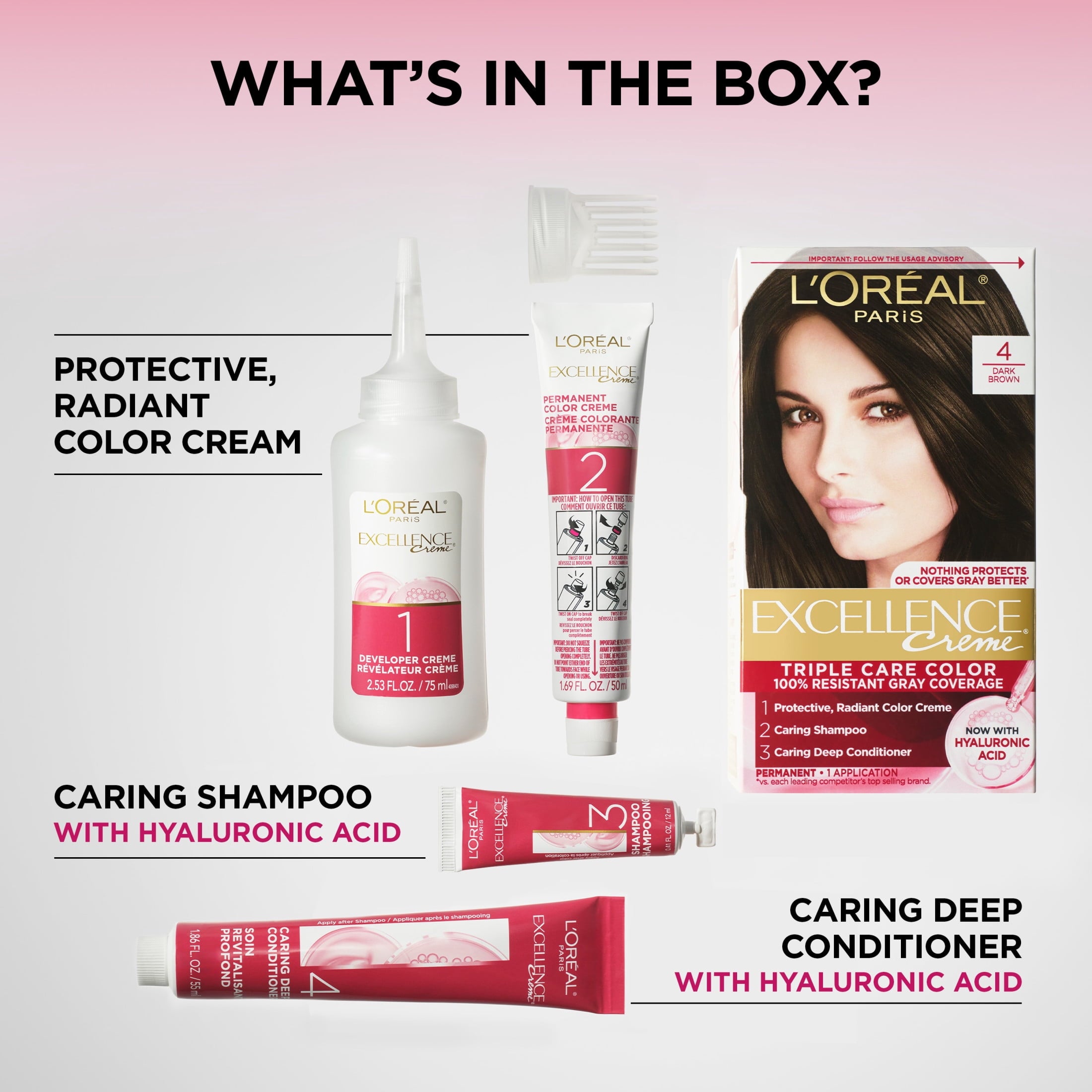 L'Oreal Paris Excellence Creme Permanent Hair Color, 5 Medium Brown, Triple Protection, 1 Kit