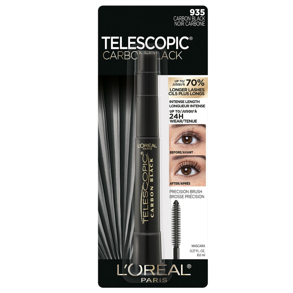 (2 pack) L'Oreal Paris Telescopic Washable Mascara, Carbon Black, 0.27 fl oz