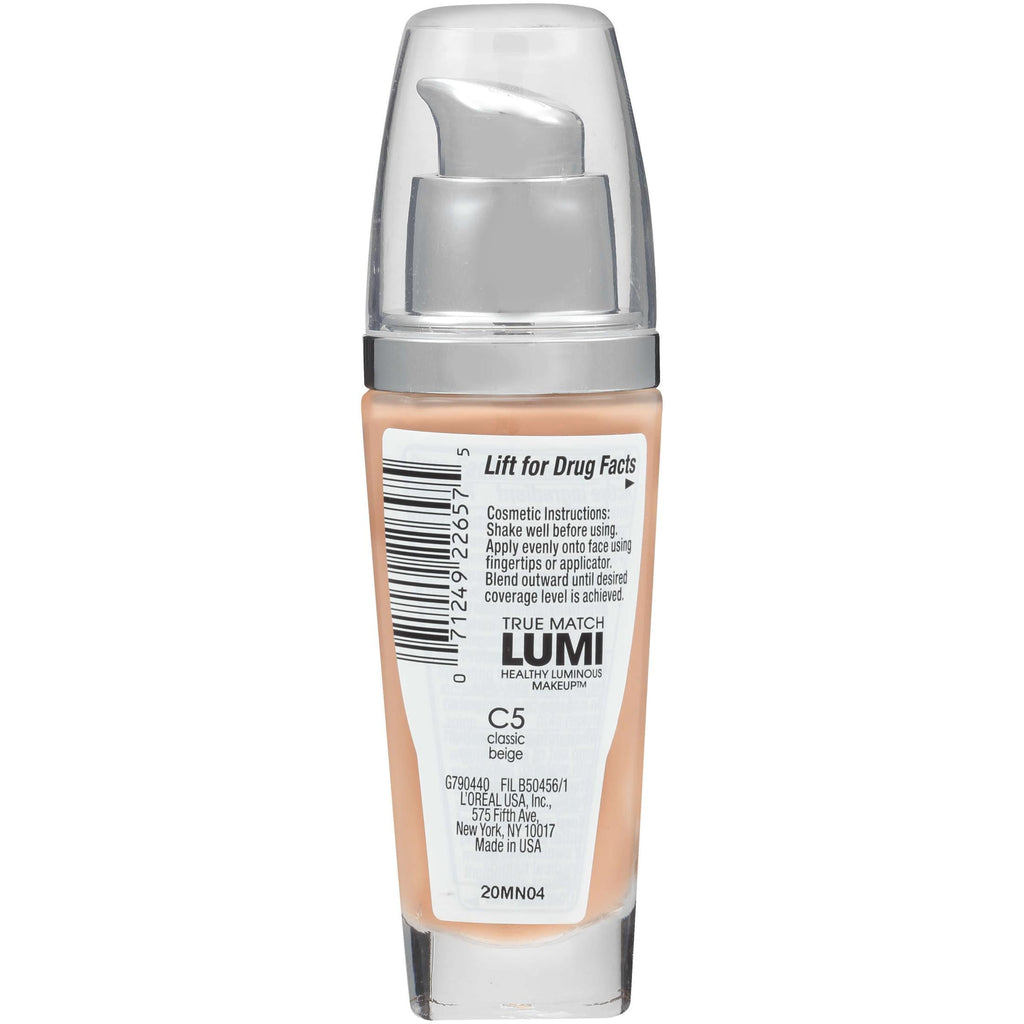 L'Oreal Paris True Match Lumi SPF 20 Liquid Foundation Makeup, C5 Classic Beige, 1 fl oz