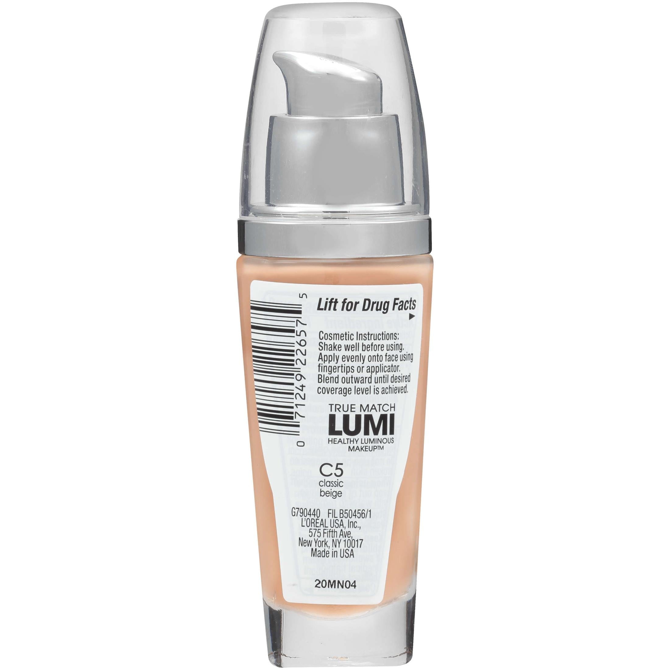 L'Oreal Paris True Match Lumi SPF 20 Liquid Foundation Makeup, C5 Classic Beige, 1 fl oz