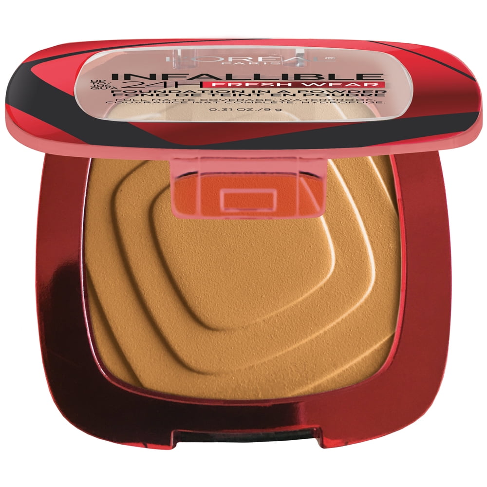 (2 pack) L'Oreal Paris Infallible Fresh Wear 24 Hr Powder Foundation Makeup, 330 Hazelnut, 0.31 oz