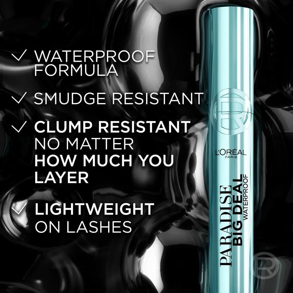 L'Oreal Paris Paradise Big Deal Mascara Waterproof, Buildable, Black, 0.32 fl oz