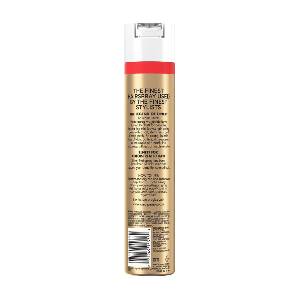 L'Oreal Paris Elnett Satin Aerosol Hairspray, Extra Strong Hold, Humidity Resistance, 11 oz