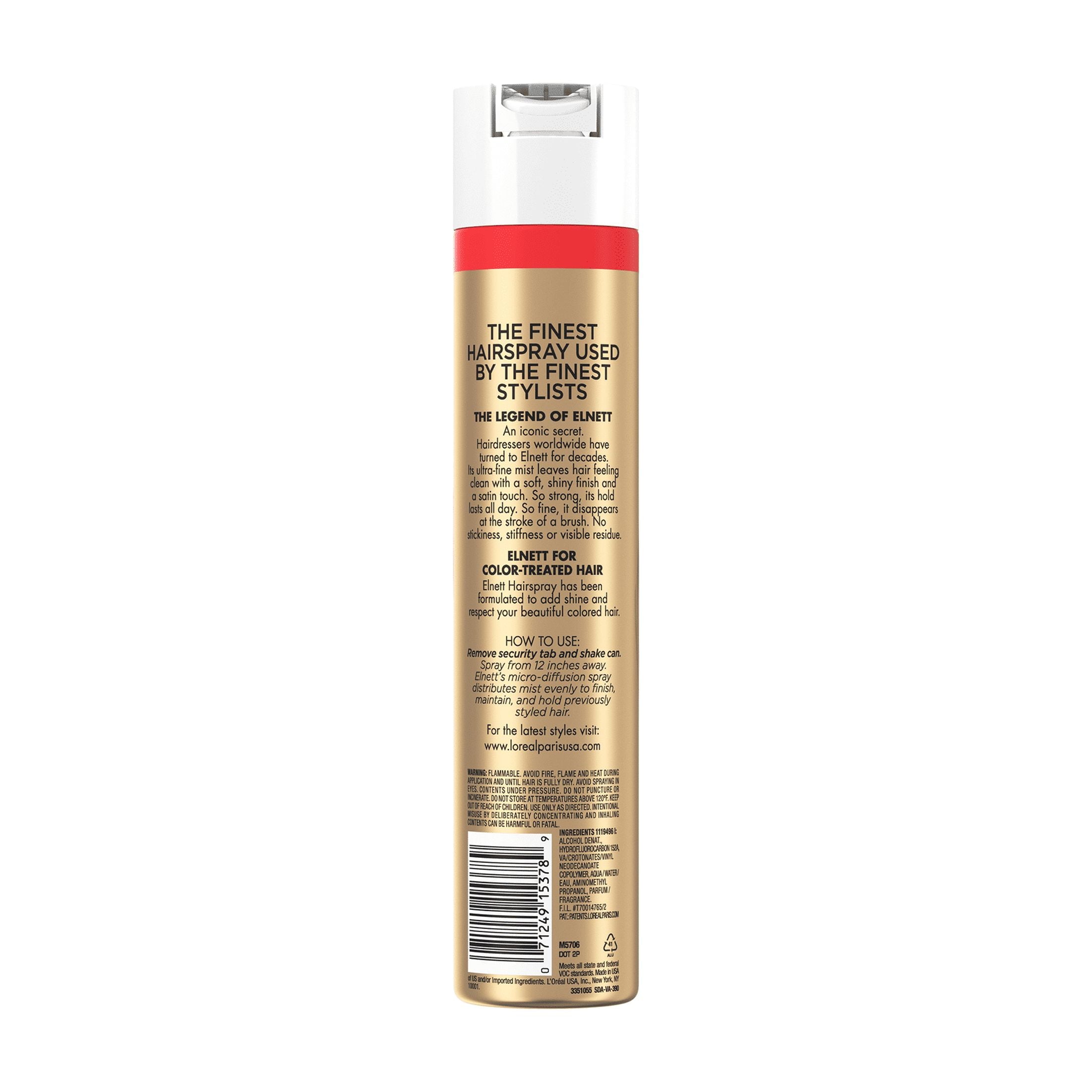 L'Oreal Paris Elnett Satin Aerosol Hairspray, Extra Strong Hold, Humidity Resistance, 11 oz
