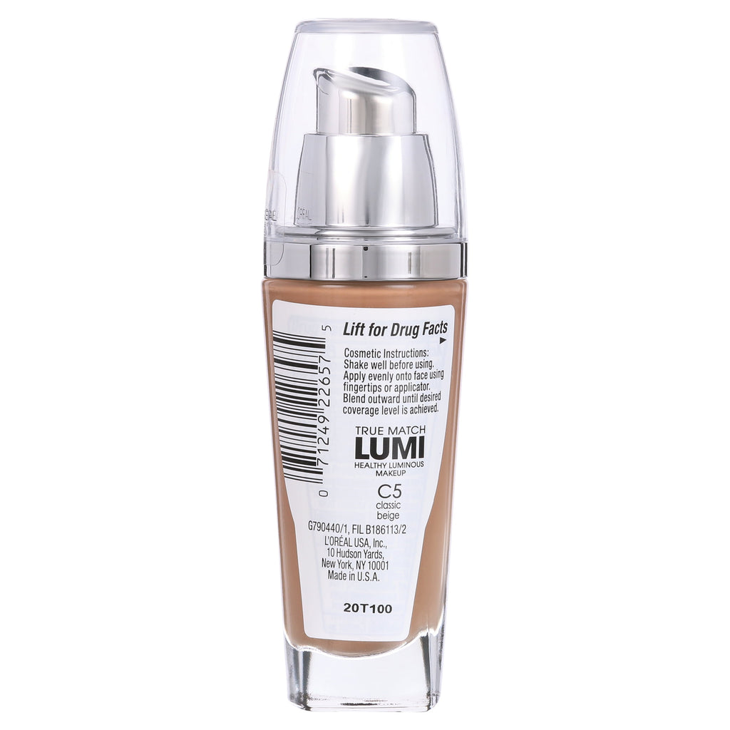 L'Oreal Paris True Match Lumi SPF 20 Liquid Foundation Makeup, C5 Classic Beige, 1 fl oz