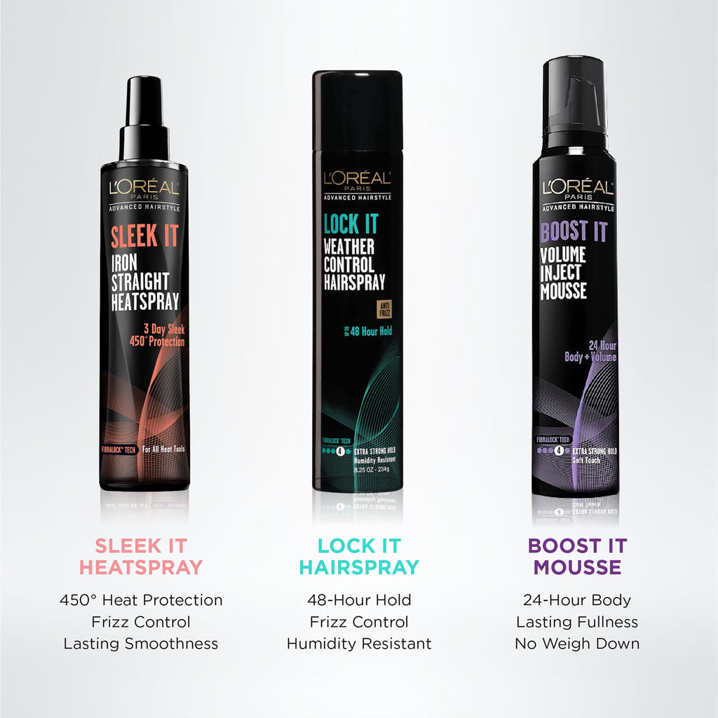 L'Oreal Paris LOCK IT Weather Frizz Control Hairspray, for Normal Hair, 8.25 oz