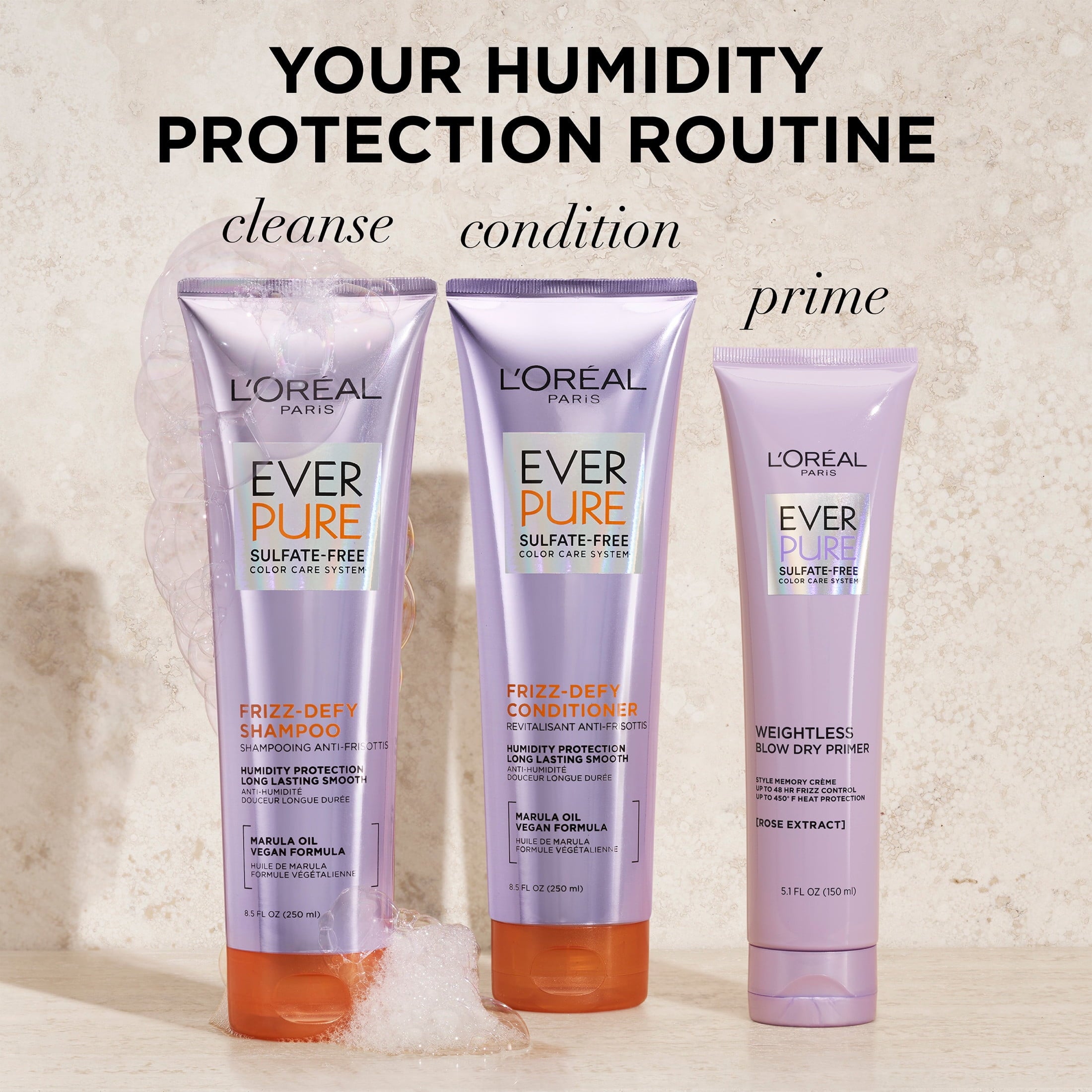 L'Oreal Paris EverPure Frizz Defy Squeeze Conditioner with Marula Oil, 8.5 fl oz