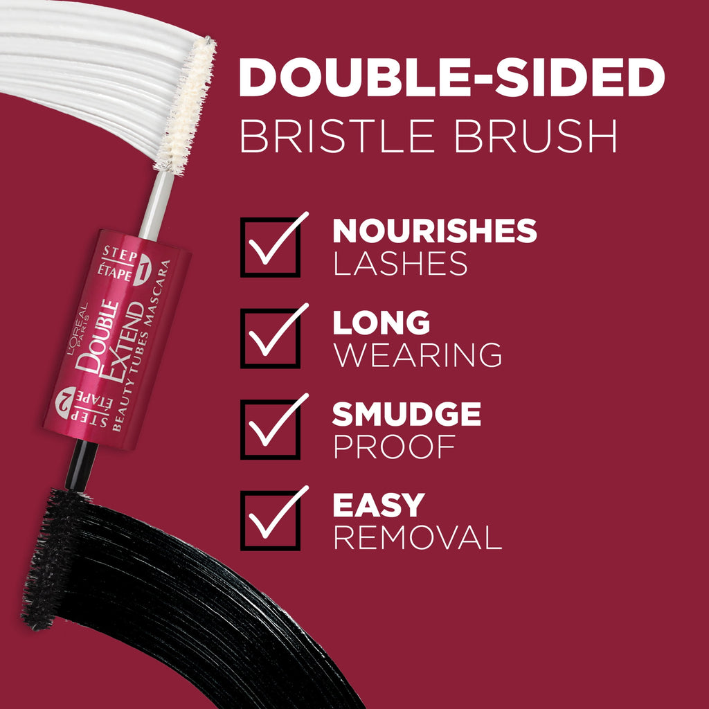 L'Oreal Paris Double Extend Tubing Mascara Lengthening in 2 Steps, Blackest Black