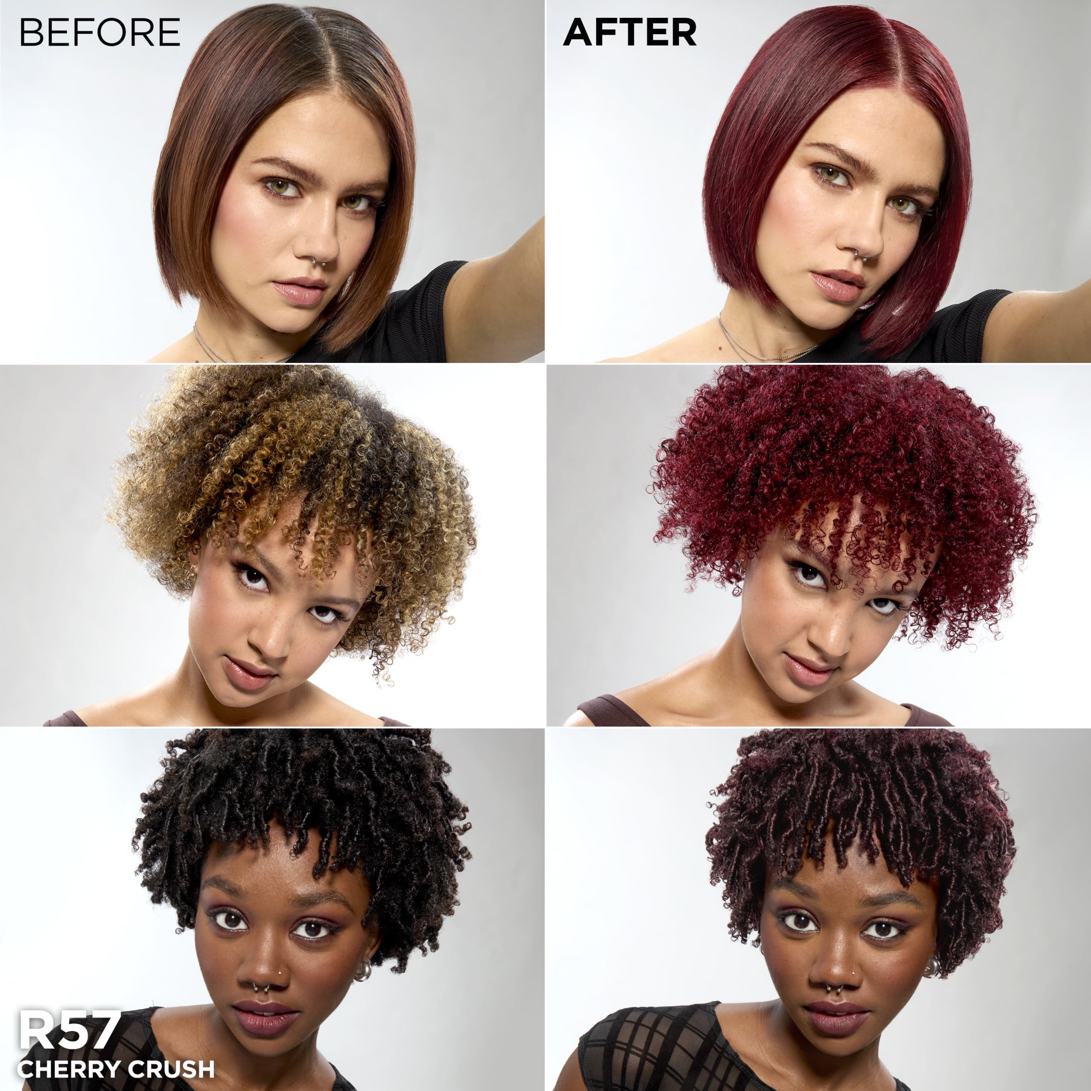 L'Oreal Paris Feria Shimmering Permanent Hair Color, R57 Cherry Crush, 1 Kit