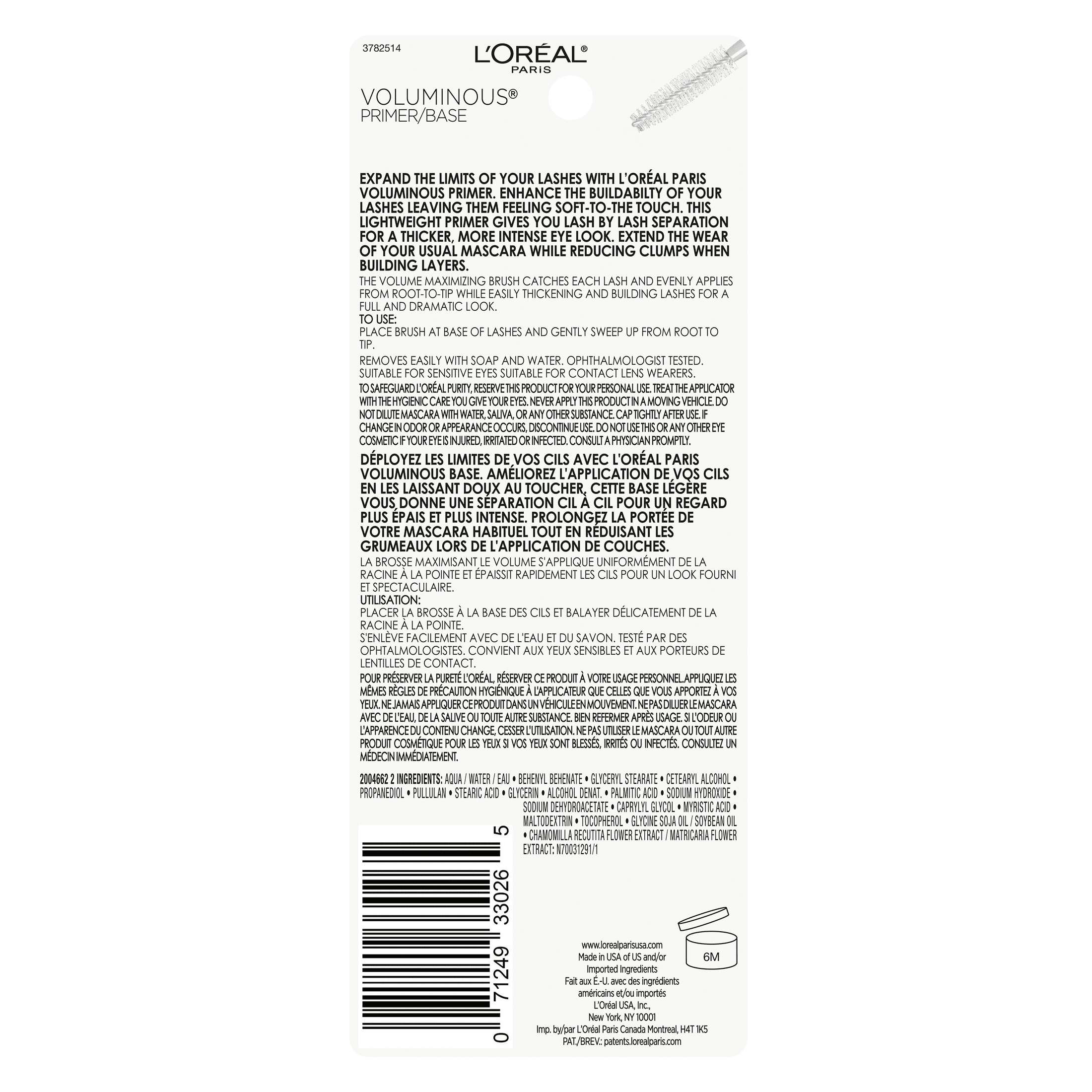 L'Oreal Paris Voluminous Base Mascara Primer, White