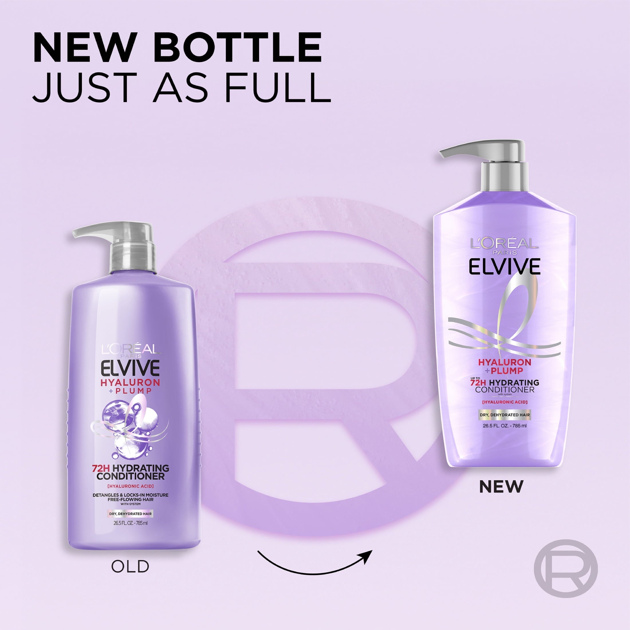 (4 pack) L'Oreal Paris Elvive Hyaluron Plump Hydrating Hair Conditioner, Squeeze Bottle, 26.5 fl oz