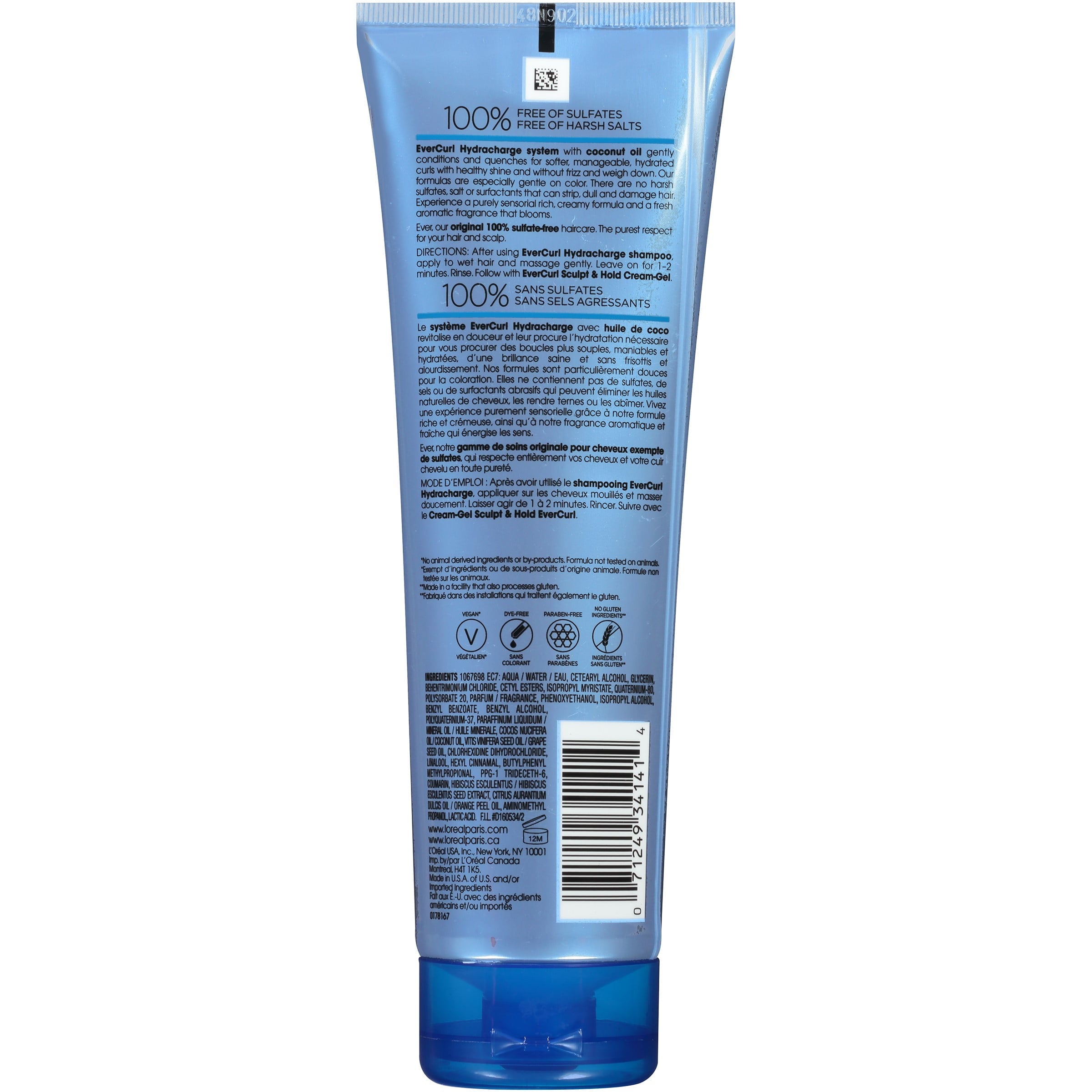 L'Oreal EverCurl Sulfate Free System Hydracharge Conditioner, Coconut Oil, 8.5 fl oz