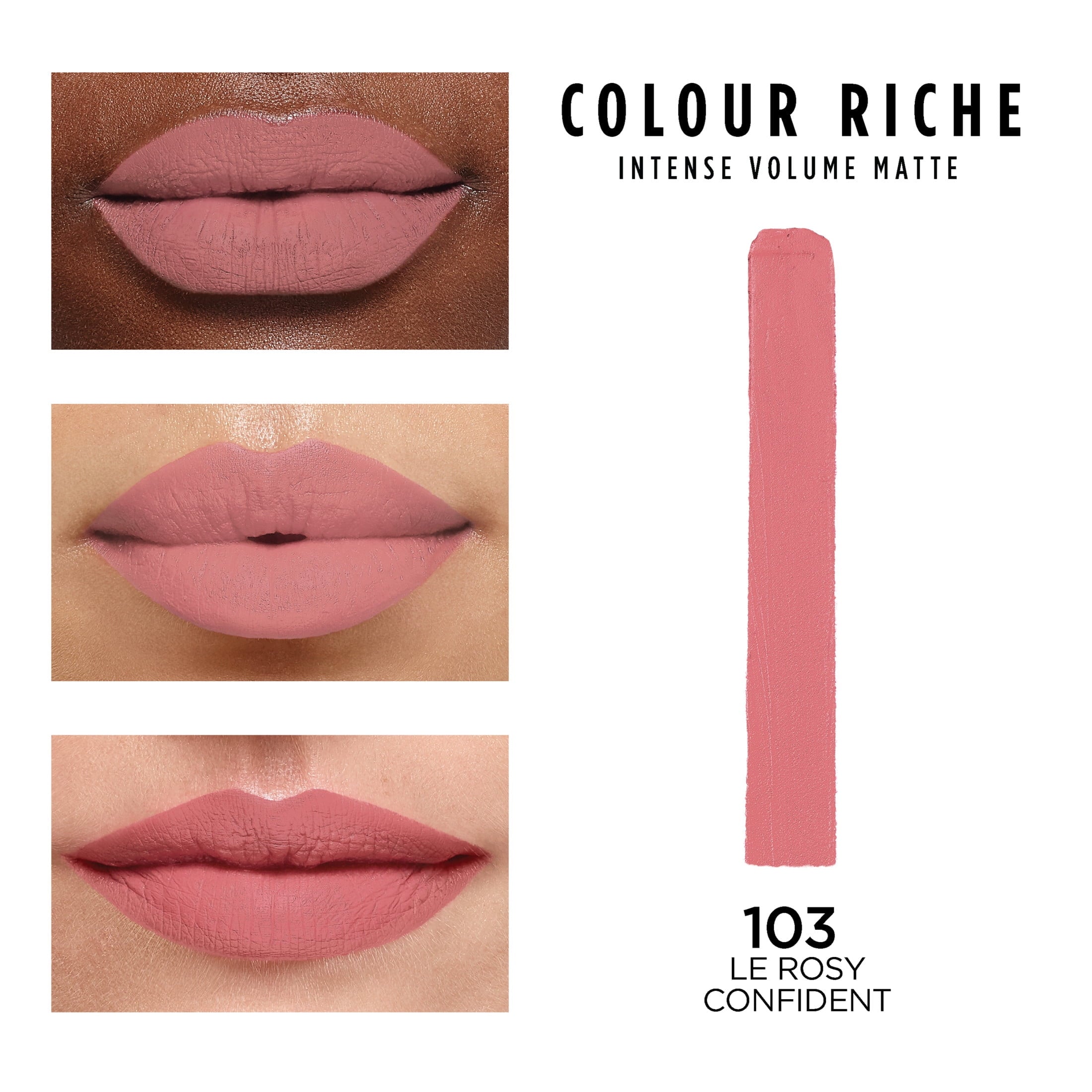 L'Oreal Paris Colour Riche Intense Volume Matte Lipstick, Le Rosy Confident, 0.06 oz, Stick