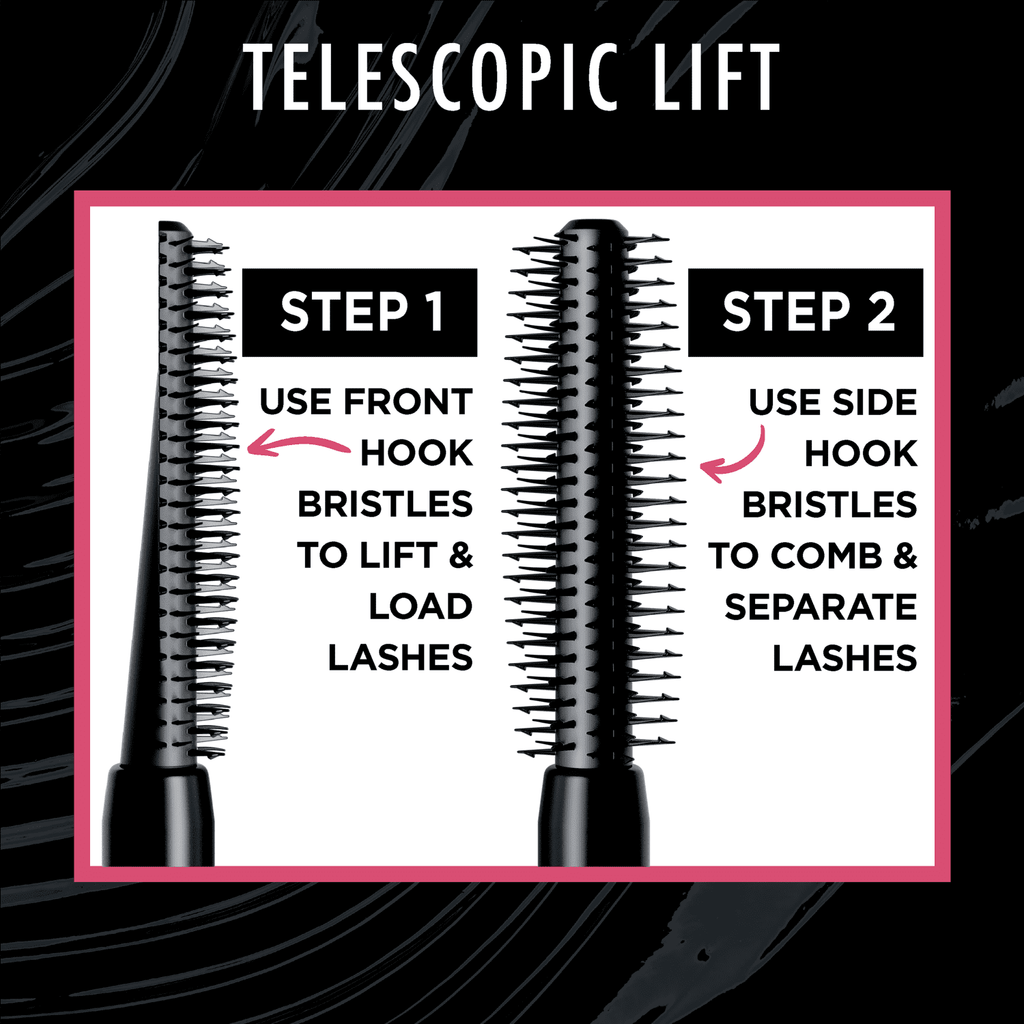L'Oreal Paris Telescopic Lift Mascara, Black, Liquids, 36HR Wear, 0.33 fl oz