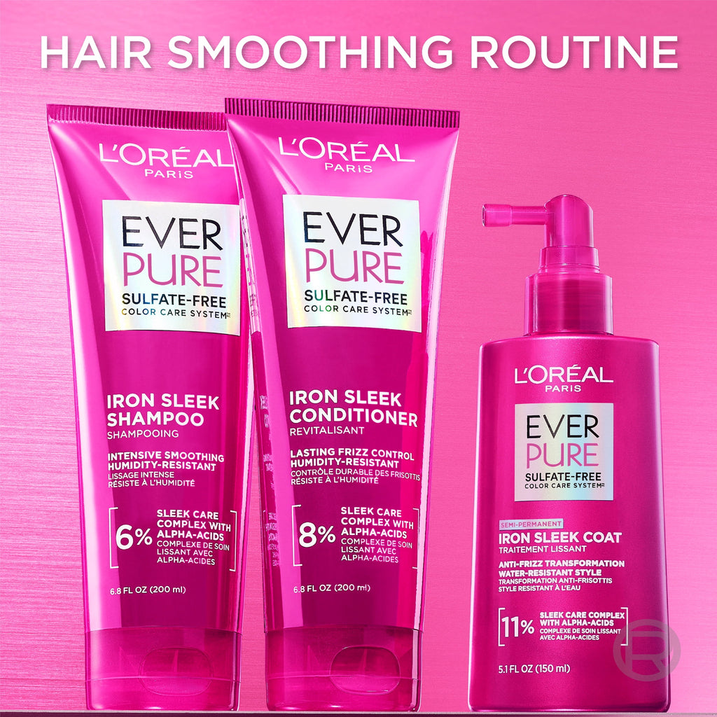 L'Oreal Paris EverPure Sulfate Free Iron Sleek Smoothing Hair Conditioner, 6.8 fl oz