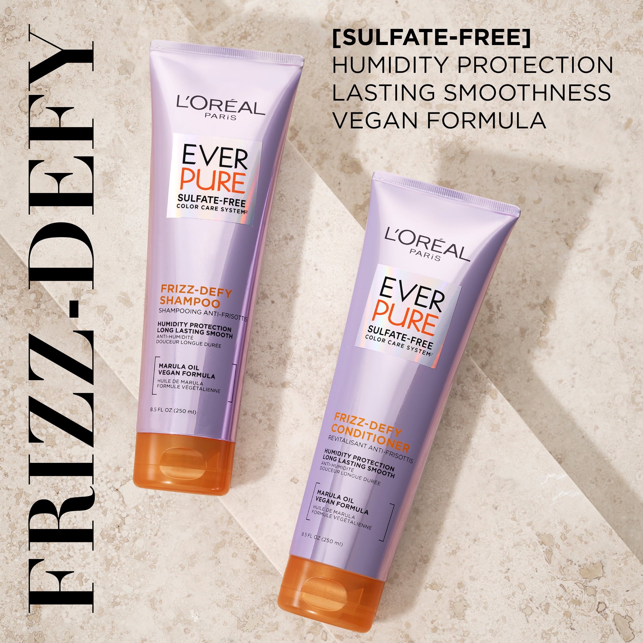 L'Oreal Paris EverPure Frizz Defy Squeeze Conditioner with Marula Oil, 8.5 fl oz