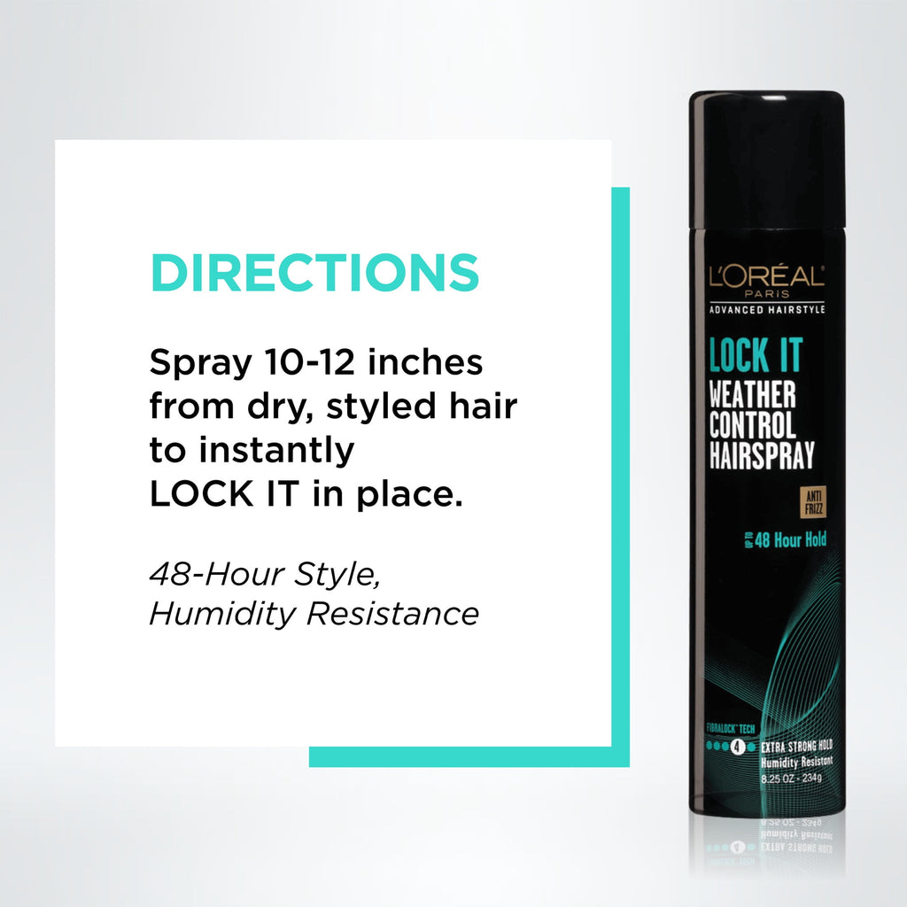 L'Oreal Paris LOCK IT Weather Frizz Control Hairspray, for Normal Hair, 8.25 oz
