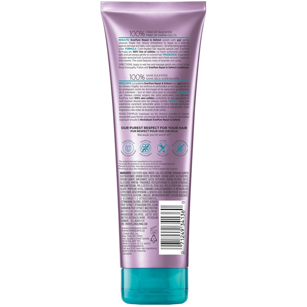 L'Oreal Paris EverPure Sulfate Free Repair and Defend Shampoo with Goji, 8.5 fl. oz.