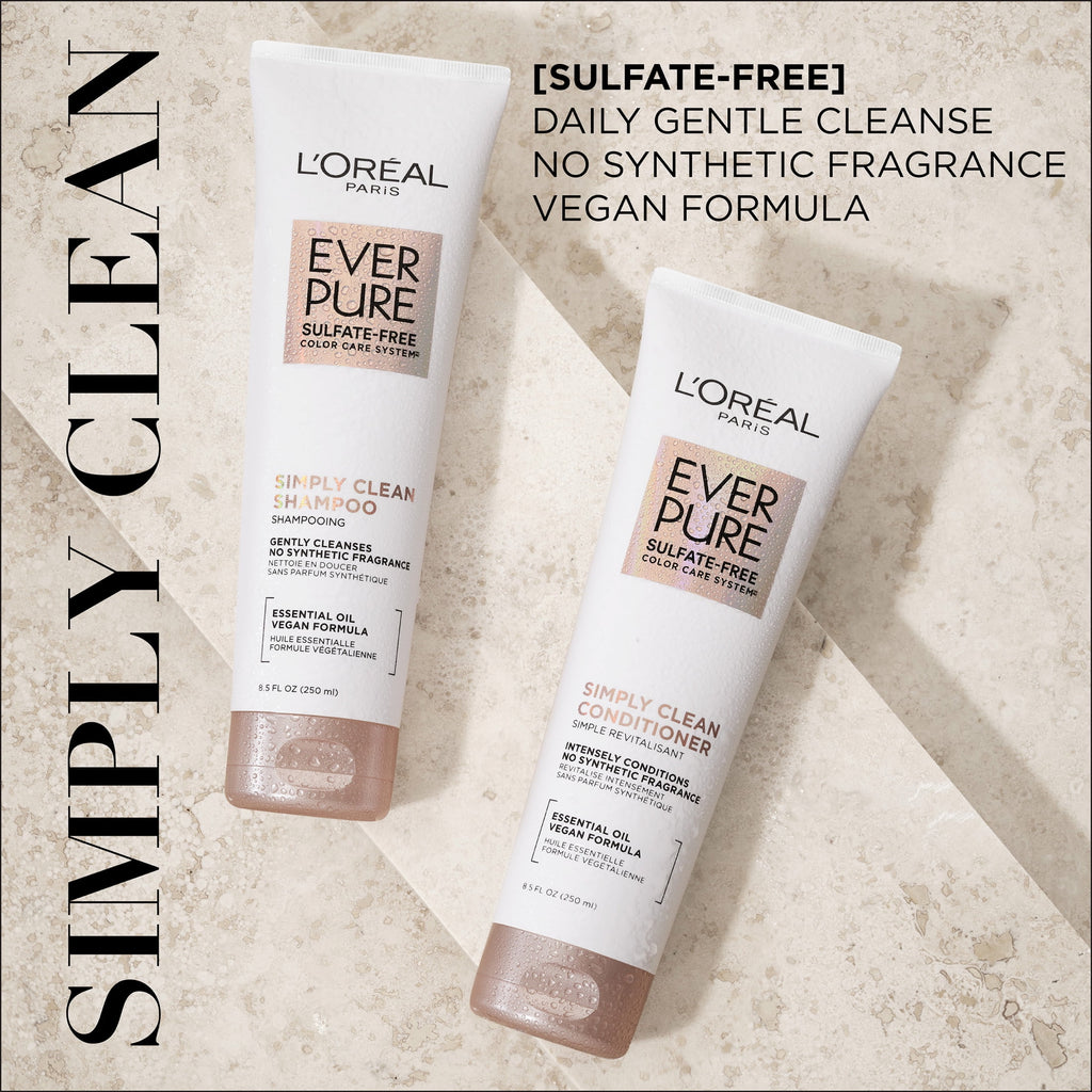 L'Oreal Paris EverPure Simply Clean Shampoo with Essential Oil Sulfates, 8.5 fl oz