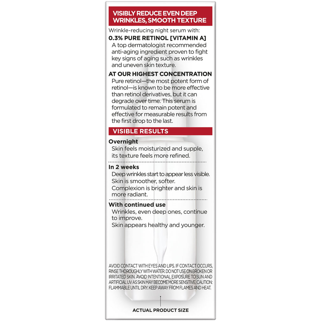 L'Oreal Paris Revitalift Derm Intensives Night Serum, 0.3% Pure Retinol, 1 fl oz