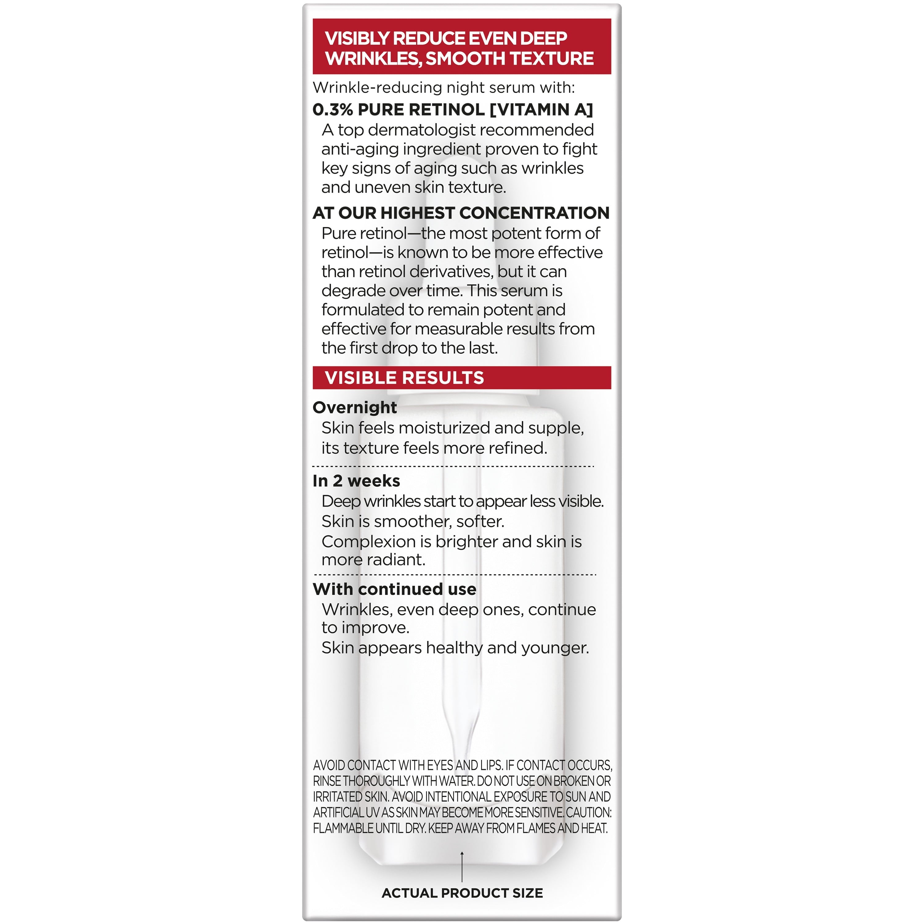 L'Oreal Paris Revitalift Derm Intensives Night Serum, 0.3% Pure Retinol, 1 fl oz
