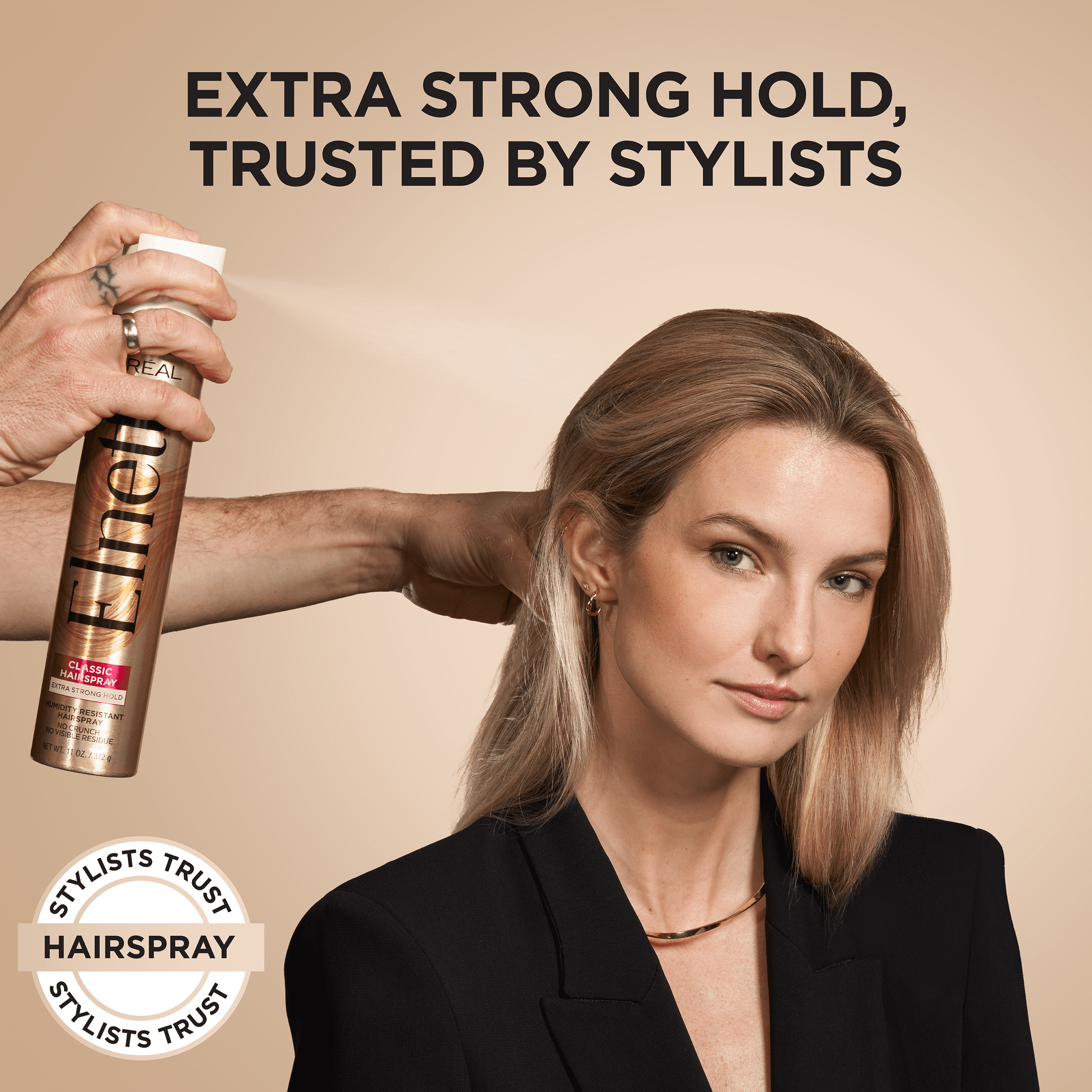 L'Oreal Paris Elnett Satin Aerosol Hairspray, Extra Strong Hold, Humidity Resistance, 11 oz