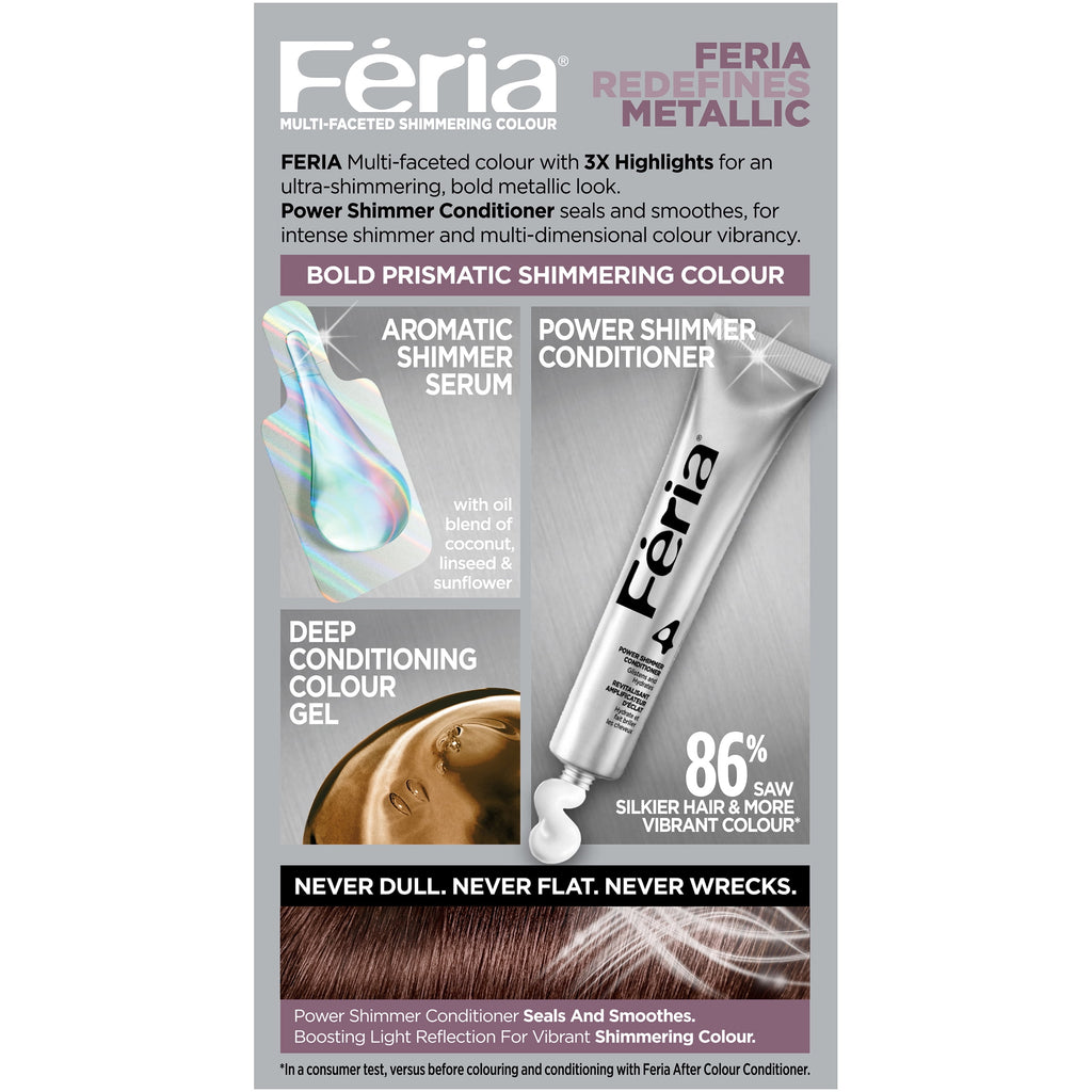 L'Oreal Paris Feria Multi-Faceted Shimmering Permanent Hair Color, 42 Chrome Plum, Dark Iridescent Brown, 1 Kit