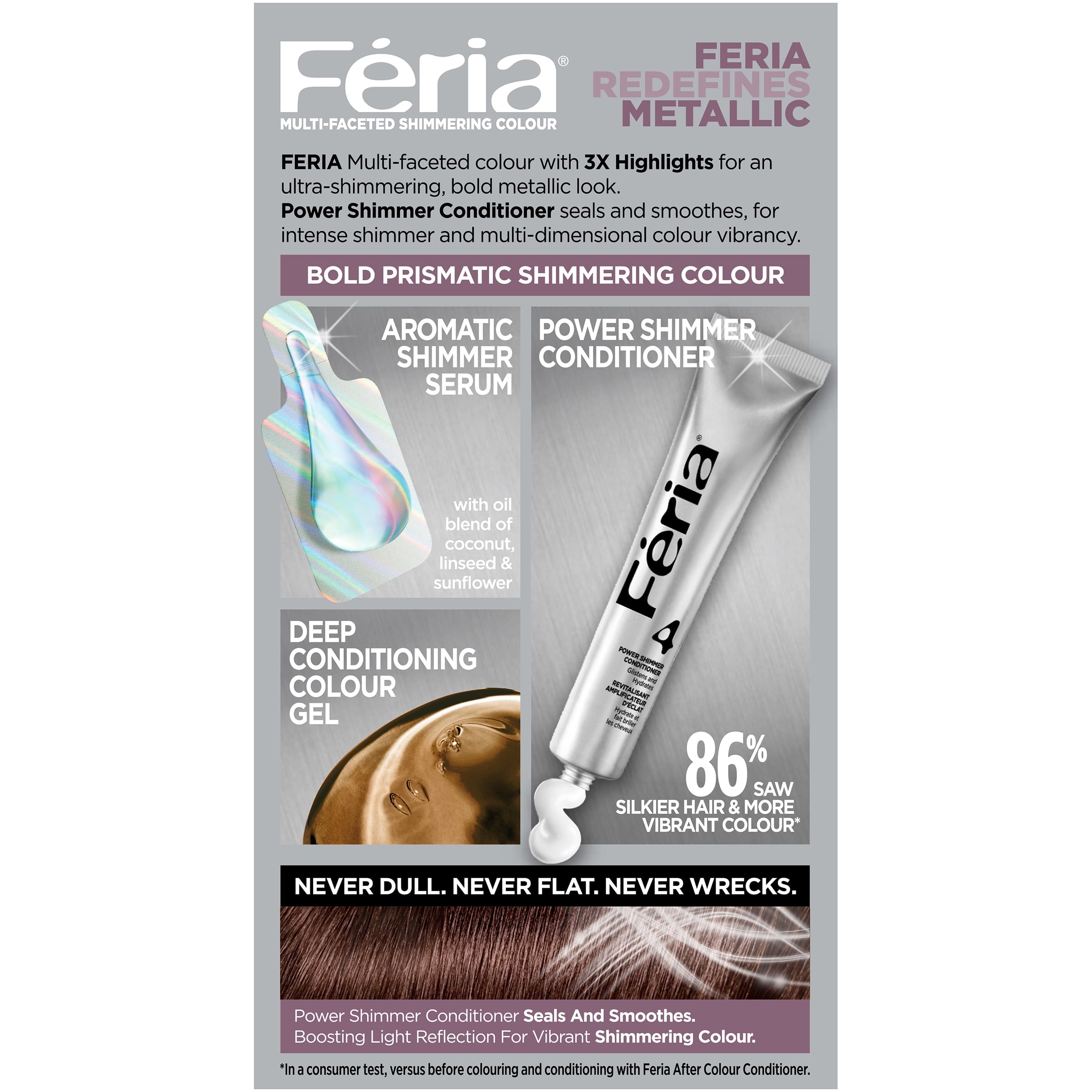 L'Oreal Paris Feria Multi-Faceted Shimmering Permanent Hair Color, 42 Chrome Plum, Dark Iridescent Brown, 1 Kit