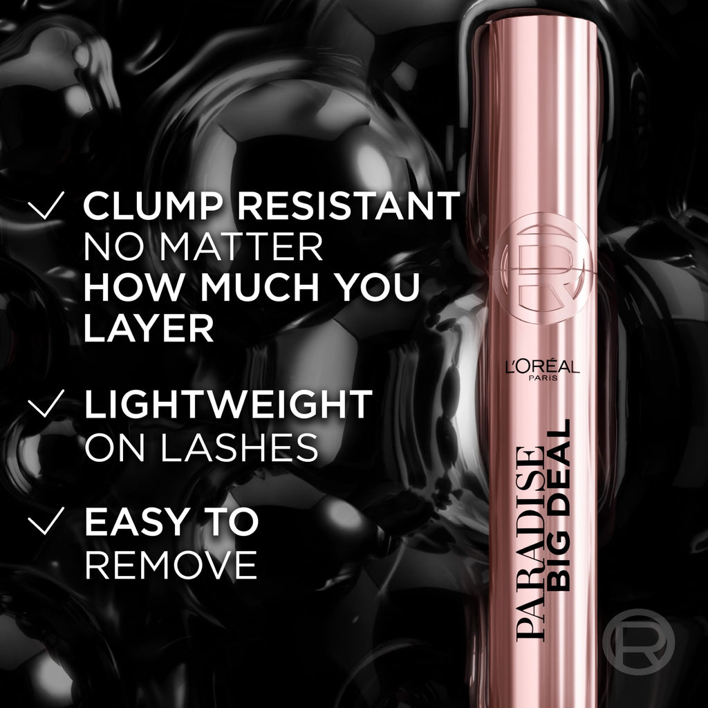 L'Oreal Paris Paradise Big Deal Mascara Washable, Buildable, Black Brown, 0.33 fl oz